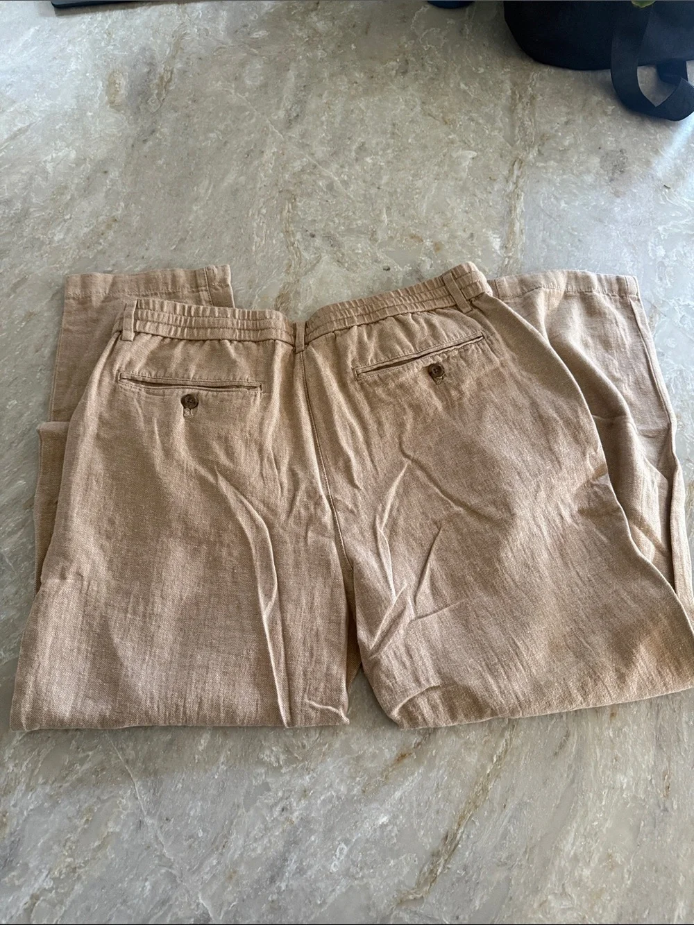 Banana Republic Men's Linen Blend Drawstring Pants in Light Tan
